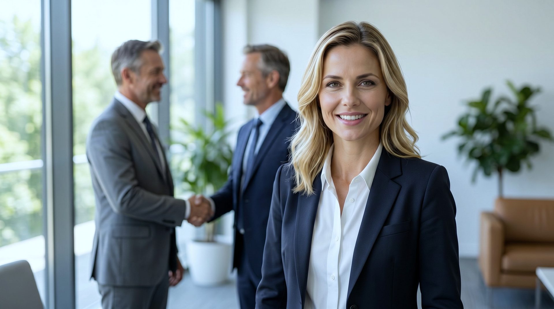 Maria Indika – AI deal advisor, a handshake closing behind her